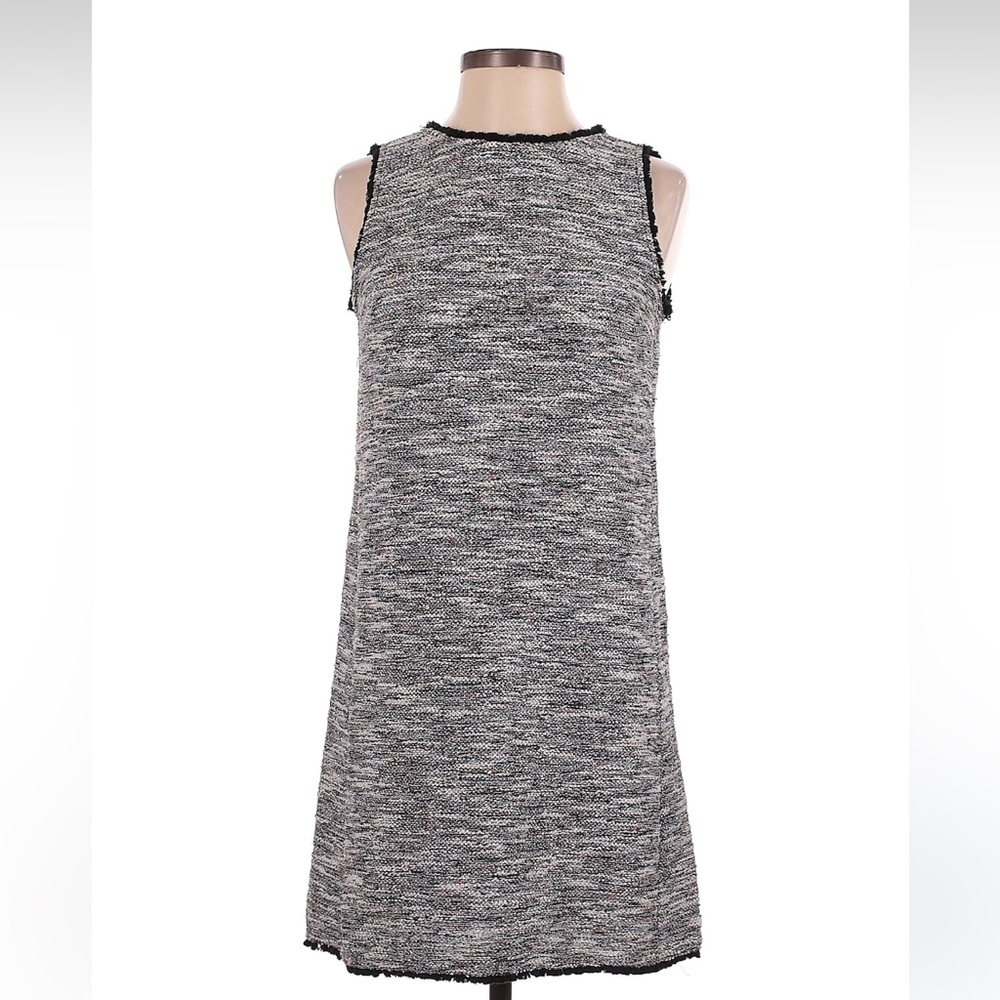 LOFT Black and Gray Sleeveless Mini Dress